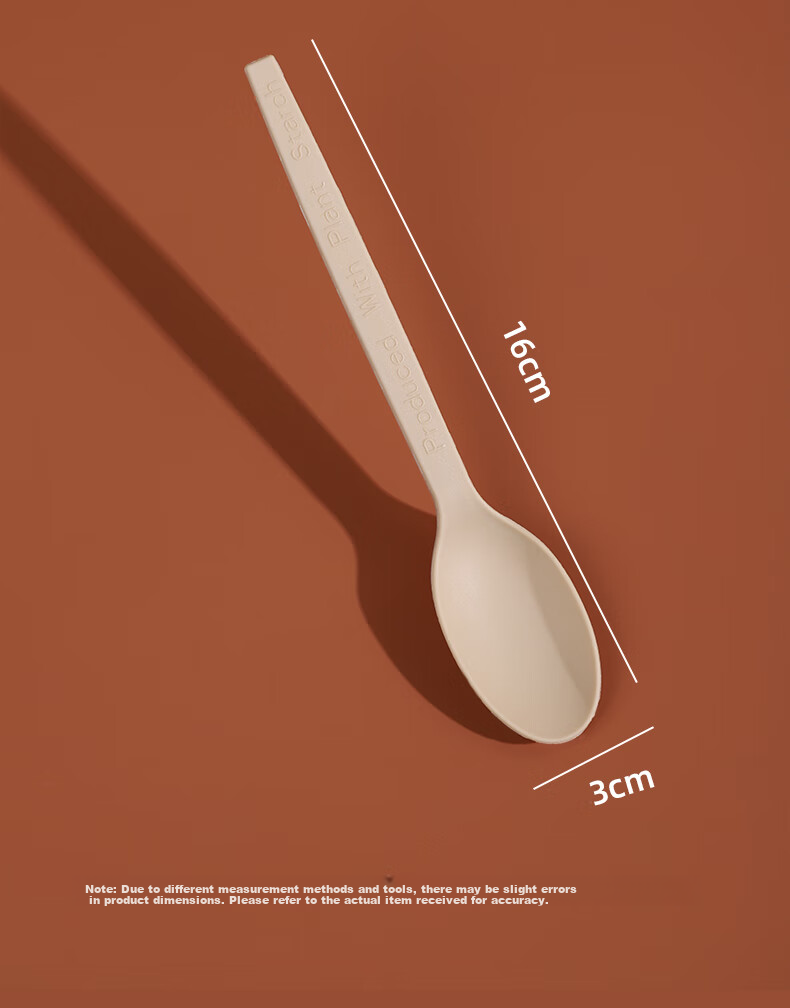 Yunlei Long-Handled Corn Starch-Based Biodegradable Soup Spoons, 50 Disposable Thick Spoons, Rice Spoons, Dessert Spoons 3