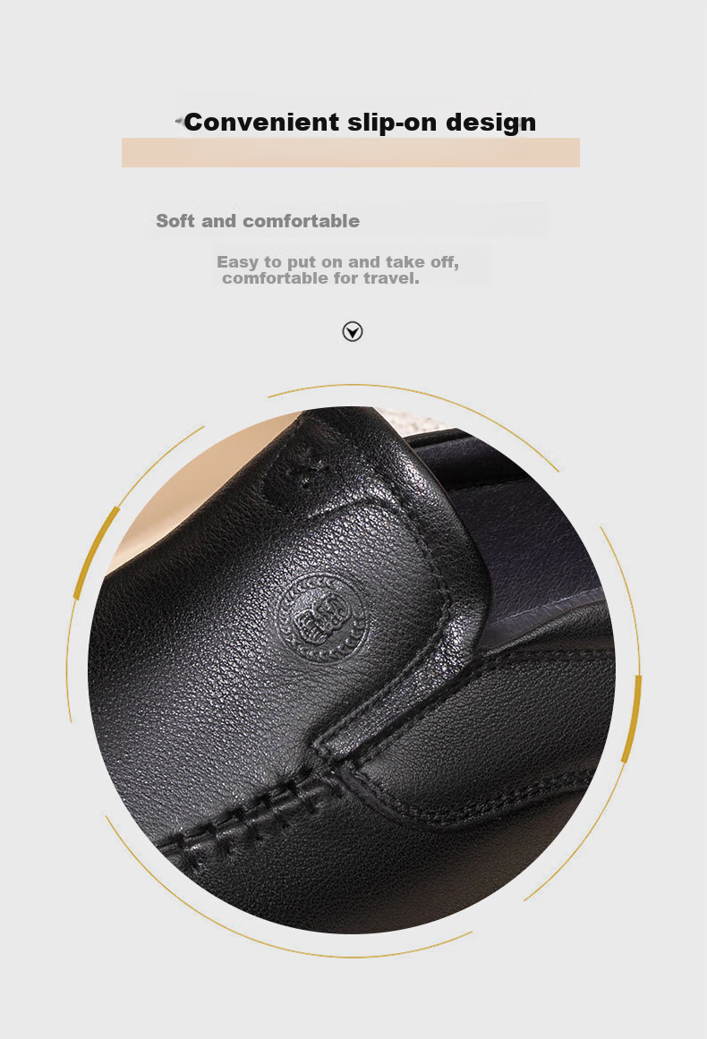 LAORENTOU Men's Formal Business Shoes, Top-Grain Leather Casual Slip-On Driving Dad Shoes LA11079 Black 42 6