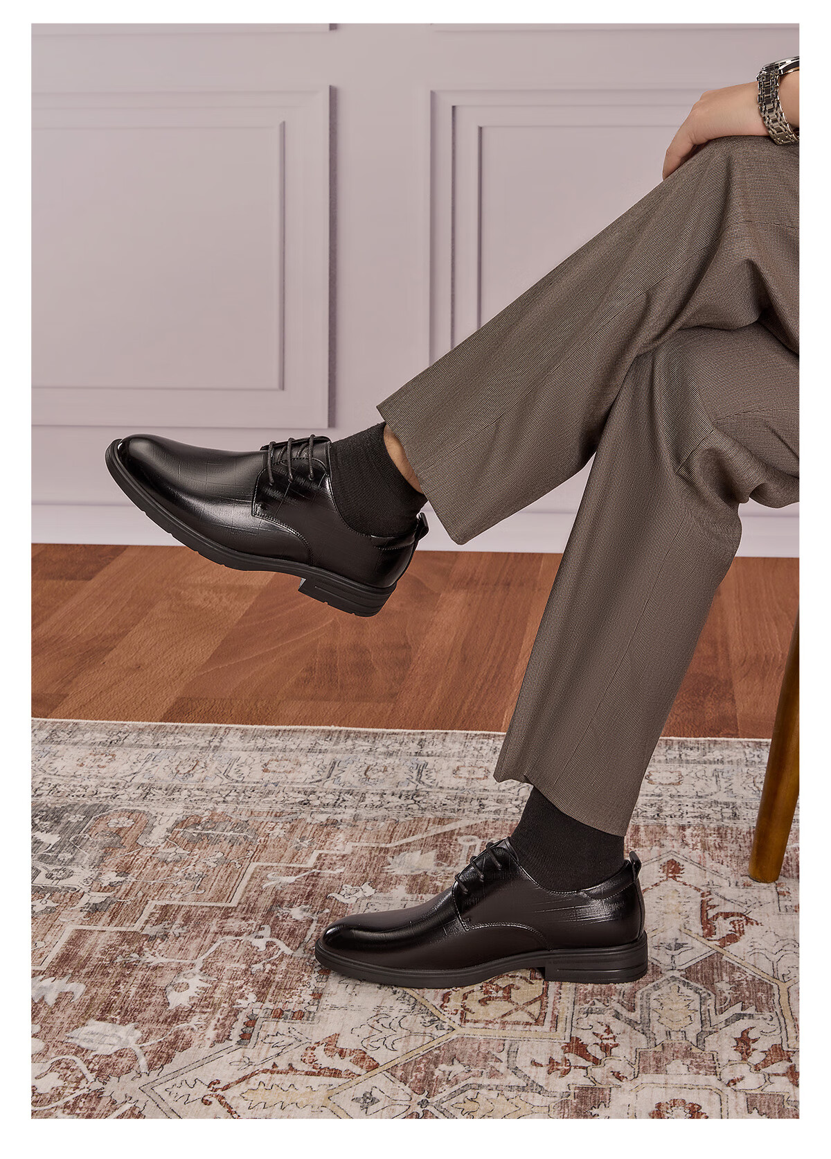 Aokang Men's Shoes, Autumn New Derby Shoes, Business Formal Wear, Non-Slip, Work Commute Cowhide Shoes, Black (Lace-Up Size 41) 1