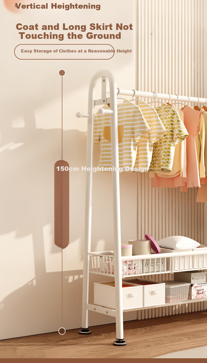 BIX Floor-Standing Clothes Rack for Bedroom, Home Drying Rack, Simple Coat And Hat Stand, Indoor Balcony Clothes Hanger, 1.2m, White 5