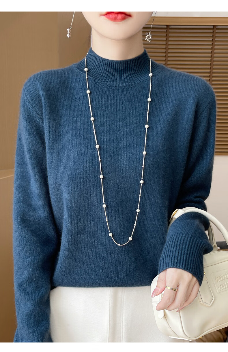 Miiow Women's Half Turtleneck Knit Sweater Autumn Winter Loose Base Layer Stylish Top 2025 New 11