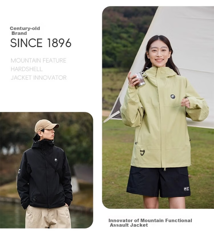 CAMEL Panda Outdoor Single-Layer Waterproof Jacket for Men And Women, Hard Shell Color Block Coat A34BA46169 Lime Green S 33