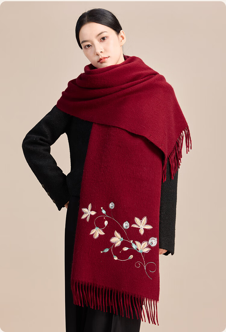 JIUMU Pure Wool Scarf for Women, Autumn And Winter Warm Outer Wrap Shawl, Gift for Mom And Elders, Christmas Birthday Present, Gift Box Packaging 20