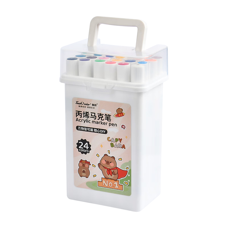 Touchcolor Acrylic Markers, Safe And Non-Toxic, Bottled, Children's Watercolor Pens, Opaque, Washable, Colored Pens, Kindergarten Art, Handcraft Specialized Drawing Brushes, 24 Colors, Doodle And Marker Pens