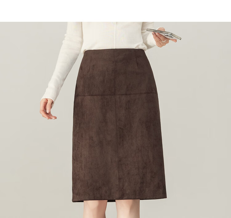 Sentubila Petite Velvet Midi Skirt for Women Autumn Elegant Split Straight Slim Fit Age-Reducing Skirt 2