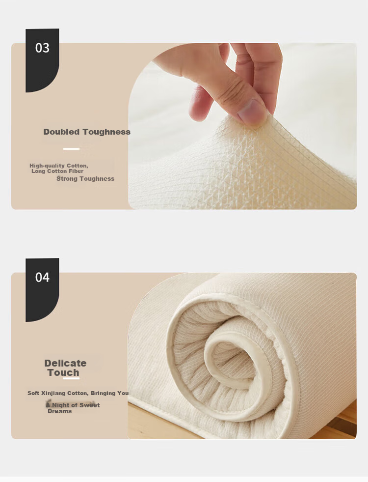 YALU&FREEDOM Antibacterial Cotton Mattress Pad, Bedding Bottom Layer, Single Or Double Soft Mat, Thickened for All Seasons, 200x220cm [6 Jin] 9