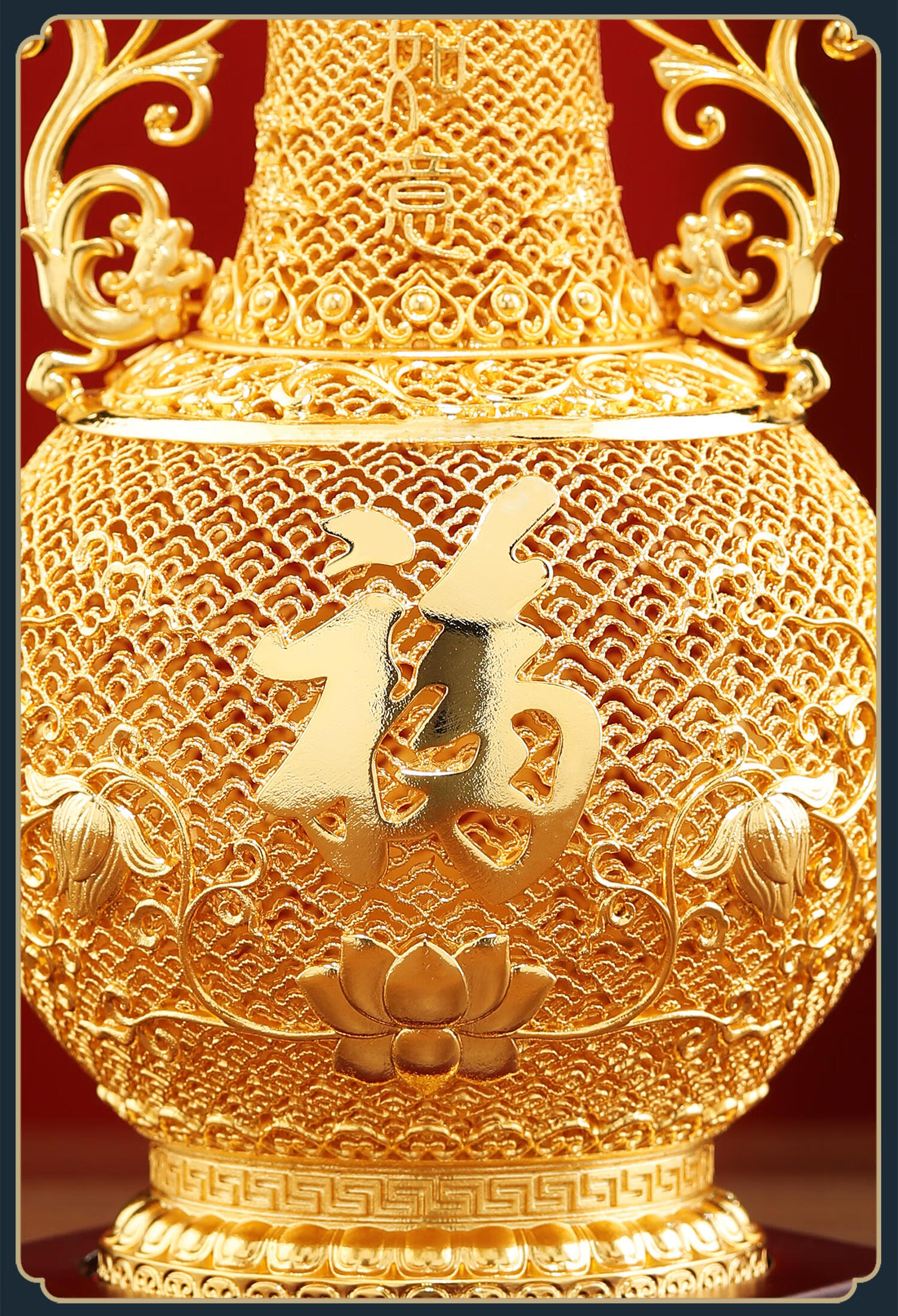 Daming Brass Craftsman Brass Filigree Vase Ornament Home Living Room Entrance Office High-End Decorative Art Gift for Housewarming and Opening Ceremony 7