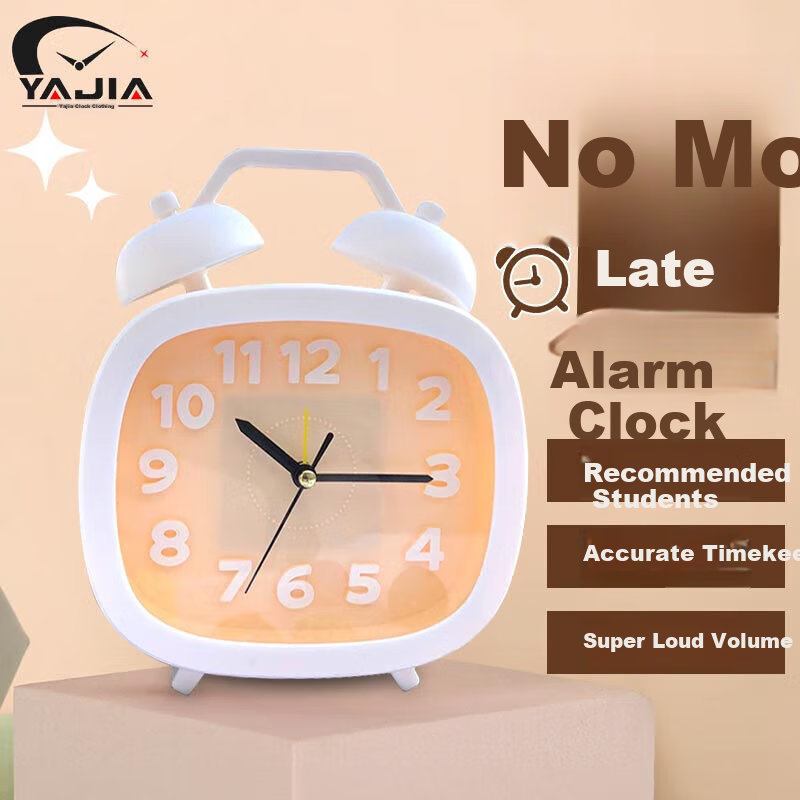 Yajia Student Alarm Clock, Student Timepiece, Children's Cartoon Desk Clock, White, Battery-Powered