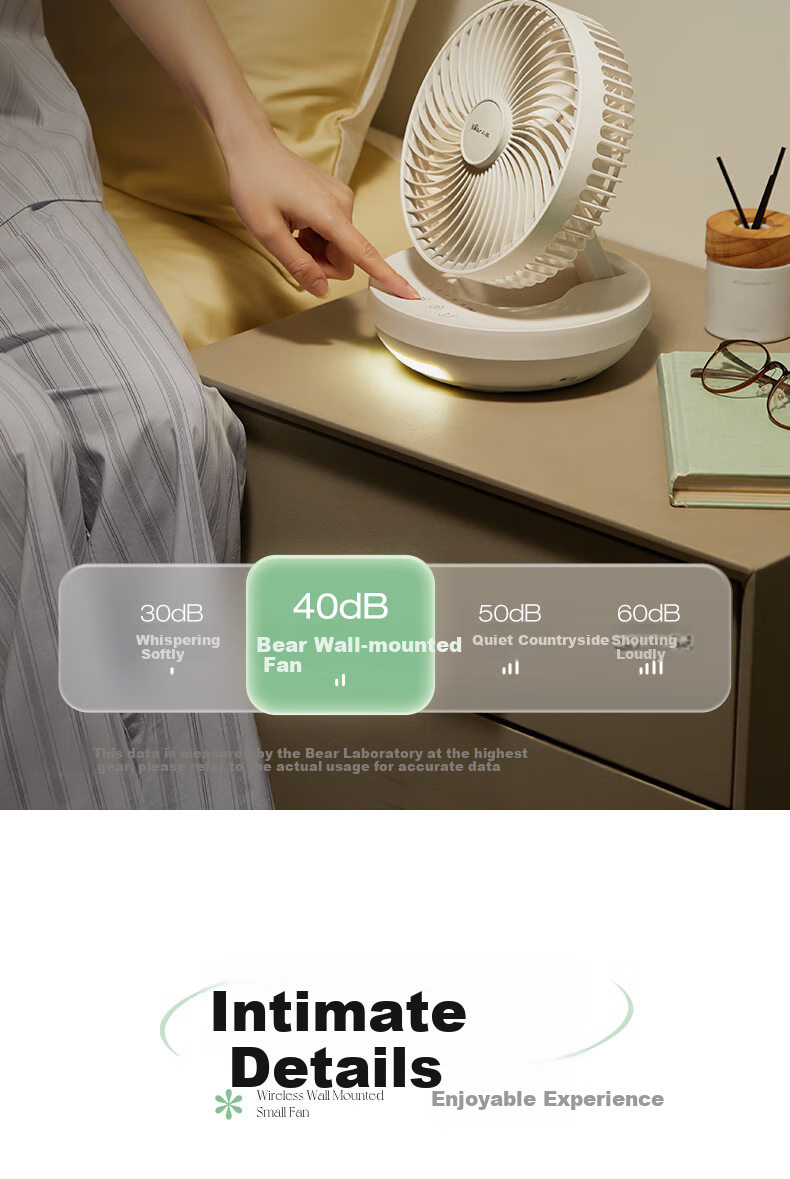 Bear Wall-Mounted Kitchen Fan Outdoor No-Drill Wireless Remote Control Small Desktop Air Circulation Fan Foldable Small Fan for Home Bathroom 4