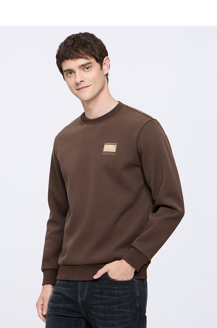 DANCING WOLVES Infrared Heating Embroidered Fleece Lined Thermal Sweatshirt for Men 004 Heather Gray S 3