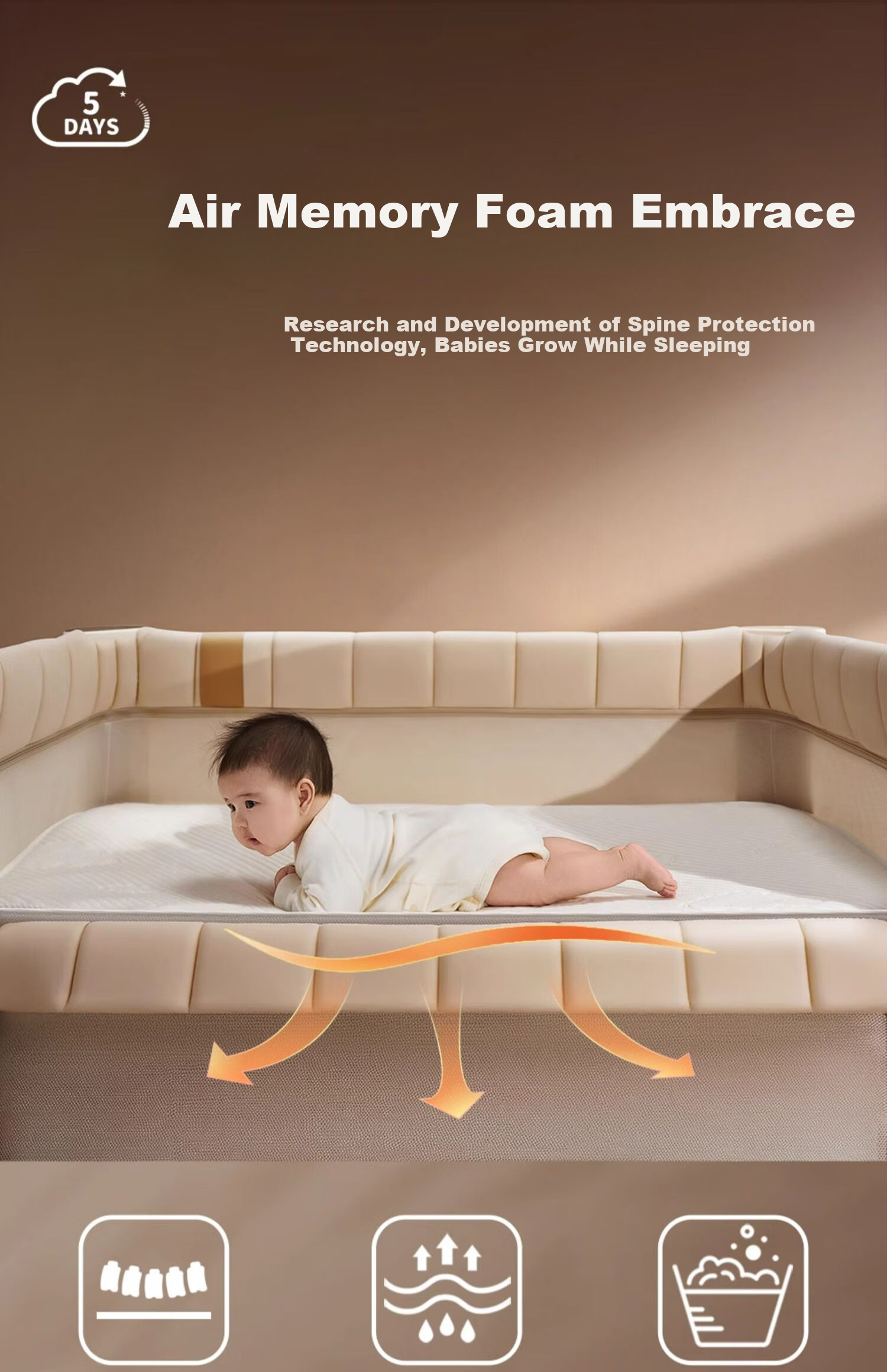 Coolbaby Cloud Baby Crib Mattress, Newborn 4D Fiber Mattress, Children's Mattress, Removable, Suitable for All Seasons 13