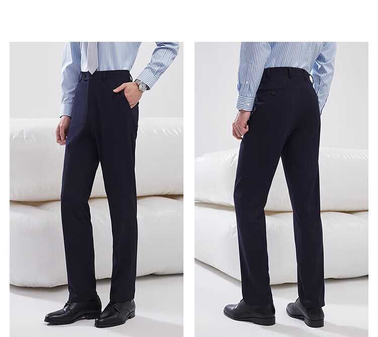 YOUNGOR Cashmere Warmth 2025 New Men's Straight Fit Stretch Casual Trousers Dark Gray 34 175/84A 5