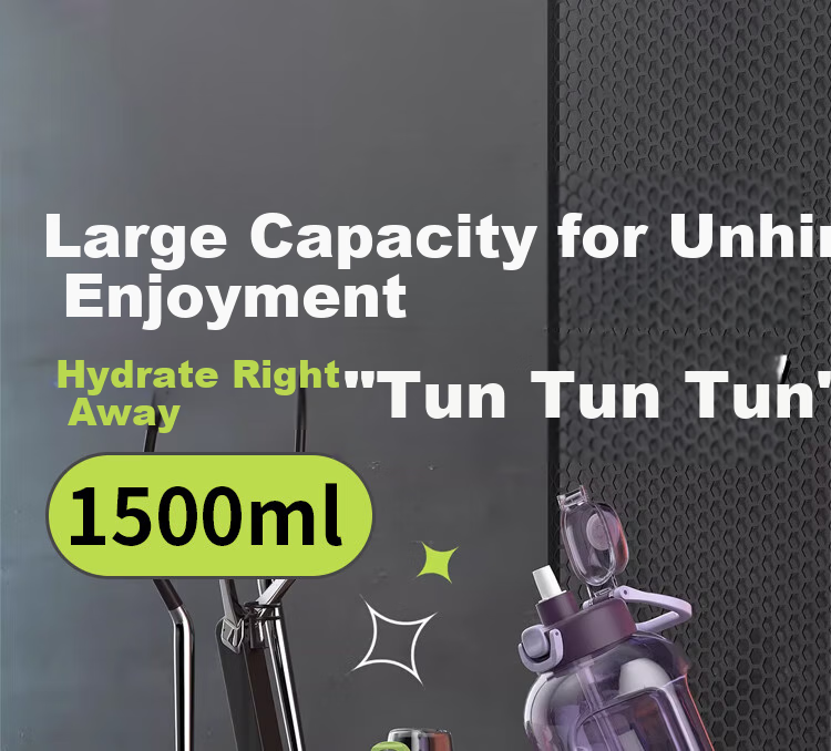 Shangtai Fitness Water Bottle for Men, Portable Large Capacity 2L Sports Water Bottle with Straw, Convenient for Outdoor Use, ST-7296 Black 1
