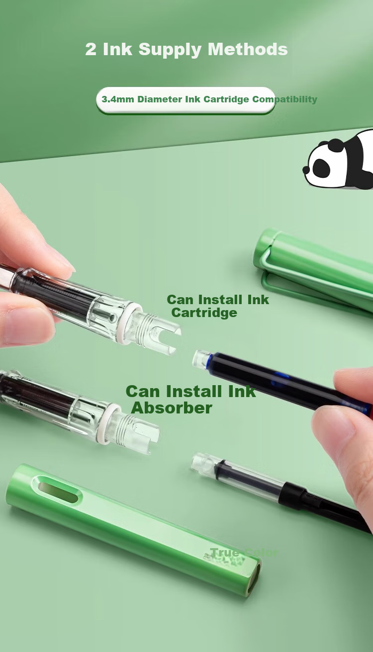 TRUECOLOR Student Fountain Pen Pure Blue for Third Grade Elementary School, EF Nib 3.4mm Diameter, Calligraphy Practice, Replaceable Ink Cartridge, Writing Posture Correction Fountain Pen Set, Non-Erasable, 4 Pens/Box 1069 5