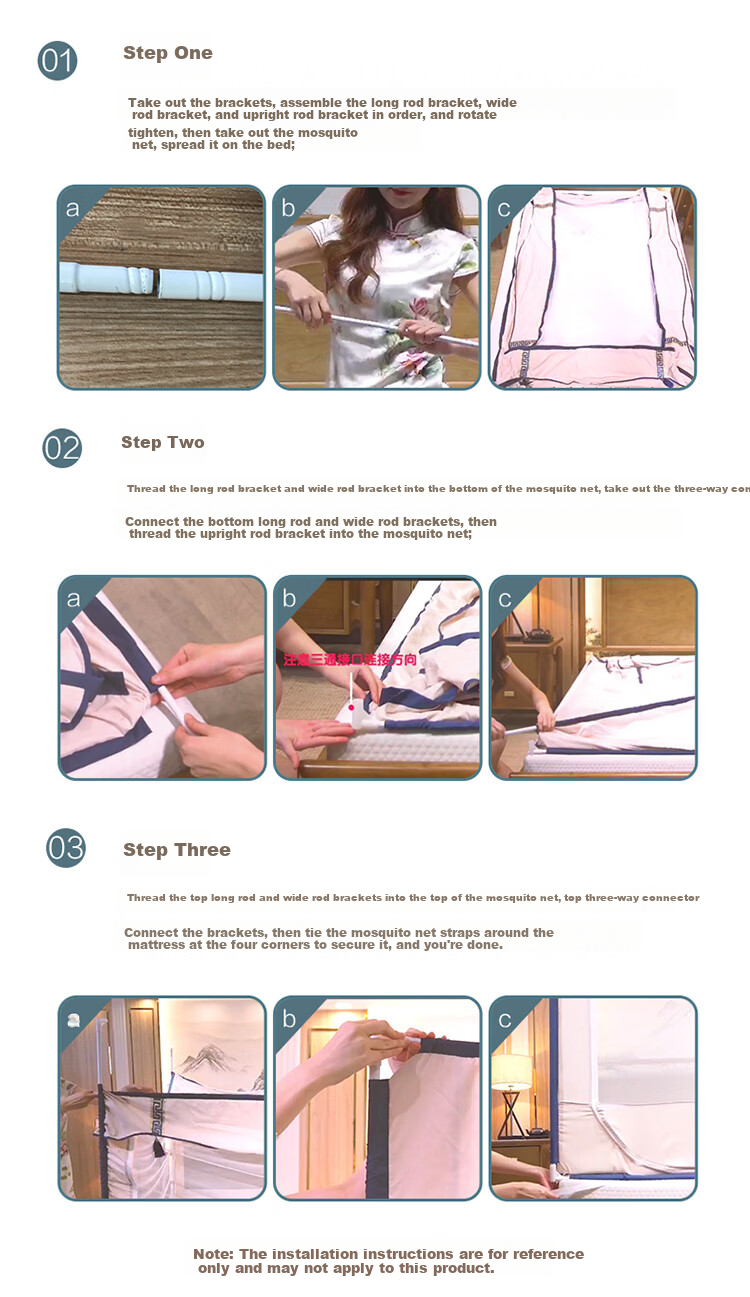 Fuanna Anti-Fall Mosquito Net Baby Crib Fence Bed Tent Class A Three-Door Mosquito Net 1.5x2m [Dense Mesh] 9