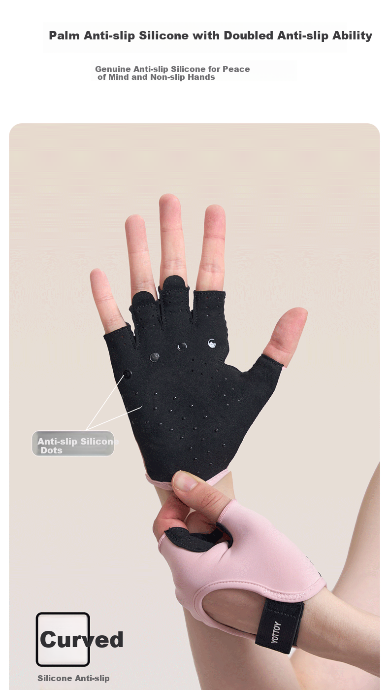 Yottoy Fitness Gloves for Men And Women, Sports Cycling Half-Finger Non-Slip Anti-Callus Pull-Up Equipment Training Gloves, Rosewood Pink M 5