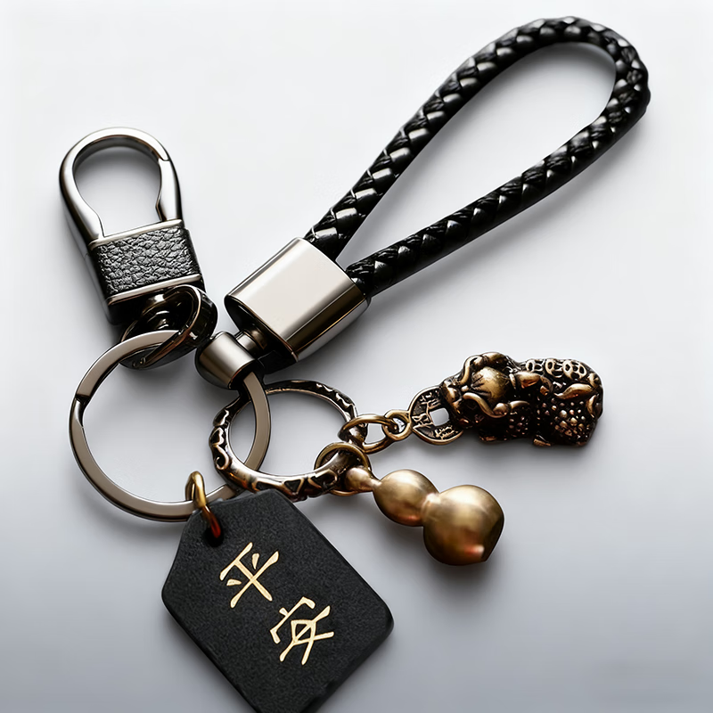 Youjialiangpin Brass Pixiu Keychain, Eight-Buckle Gourd Key Ring Pendant, Car Keychain, Key Ring