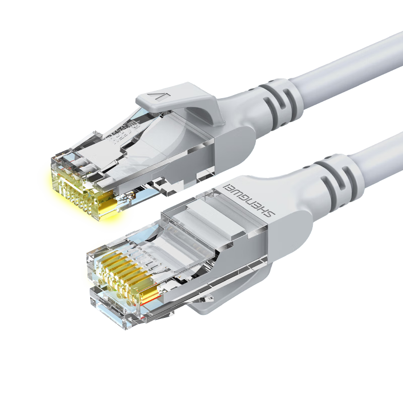 Shengwei CAT6 Gigabit Ethernet Cable, High-Speed Broadband Network Cable for Engineering Monitoring, Computer Router, Network Patch Cord, 8-Core Twisted Pair Cable, Gray And White, 0.5 Meter, LC-12005H