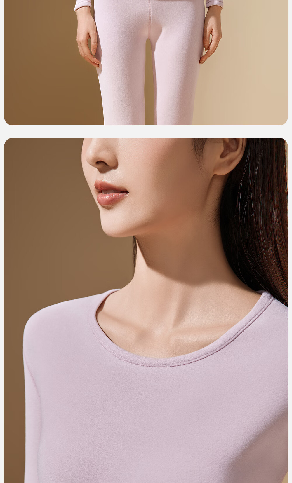YAYA Thermal Wool Women's Warm Underwear Set Autumn Winter Fleece Lined Thickened Base Layer Top and Pants 6