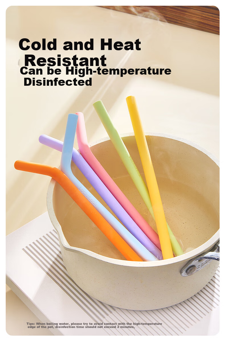 LOCK&LOCK Silicone Straw, Non-Disposable Soft Tube, Baby Drinking Bent Straw, Colored Thick Long Straw, Children's Water Cup Accessory 4