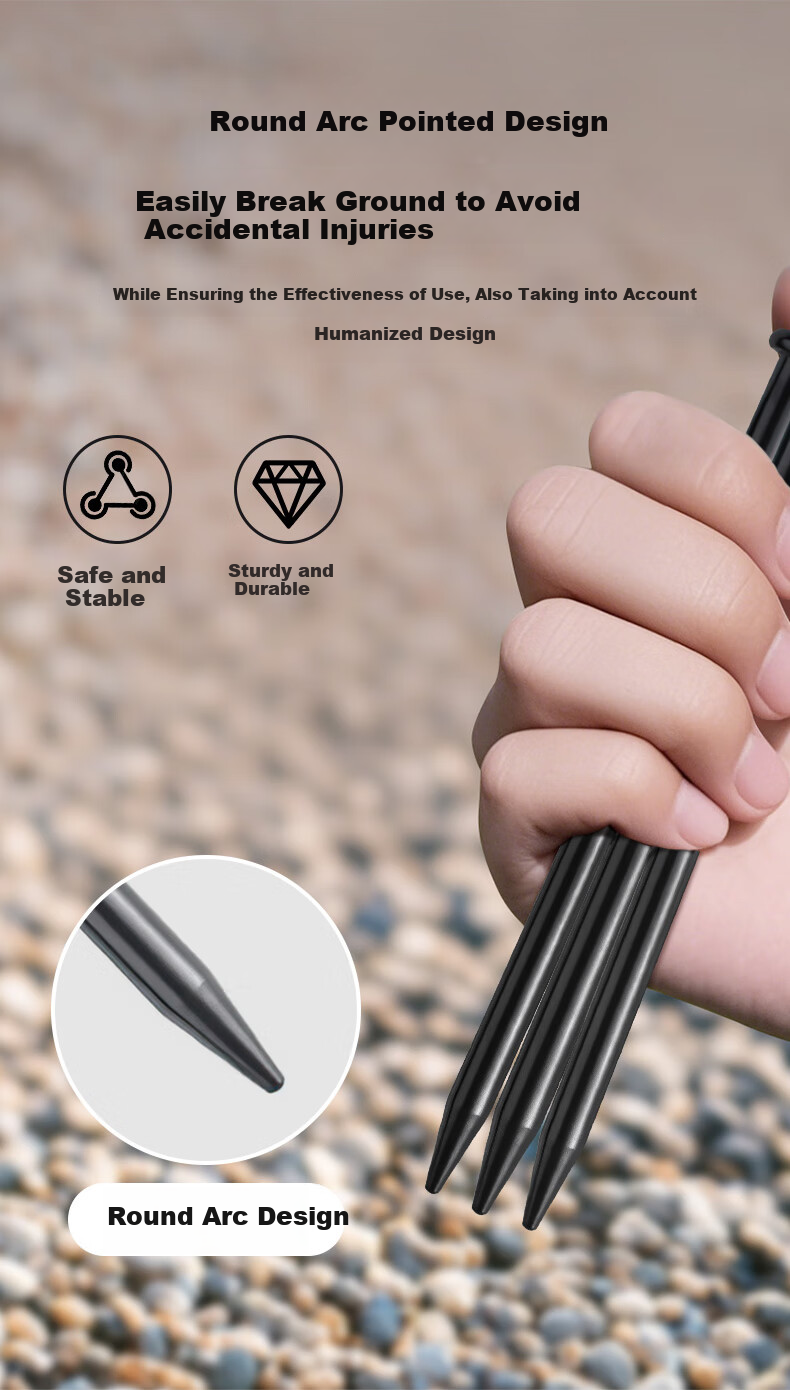 Campingmoon Tent Stake, Windproof Peg, Tent Anchor [T15], 15CM Carbon Steel Ground Stake, Single Piece 5