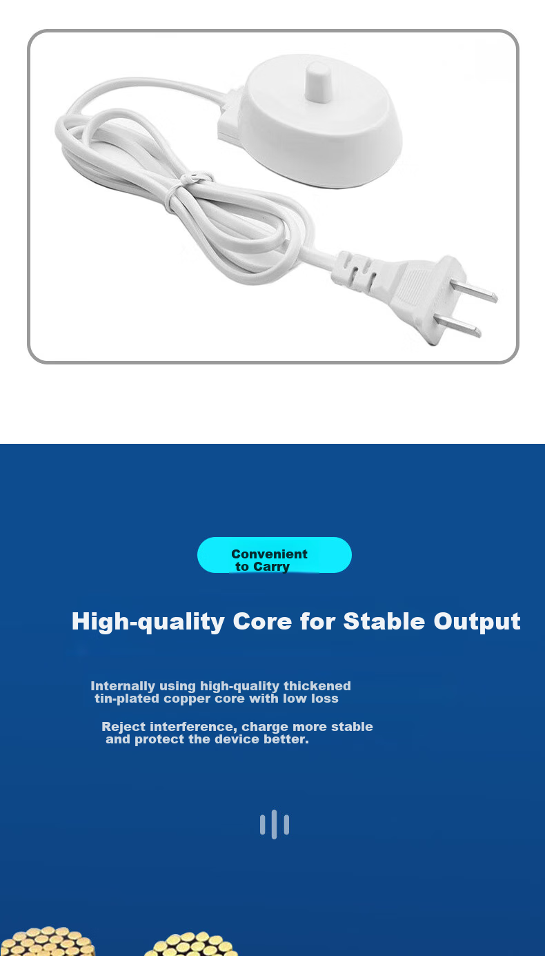 Masentek Compatible Charging Cable for Oral-B Electric Toothbrushes D12/D16/D100/3709/PRO600/700/PRO1000/2000/3000, Universal Charging Base Cord 7