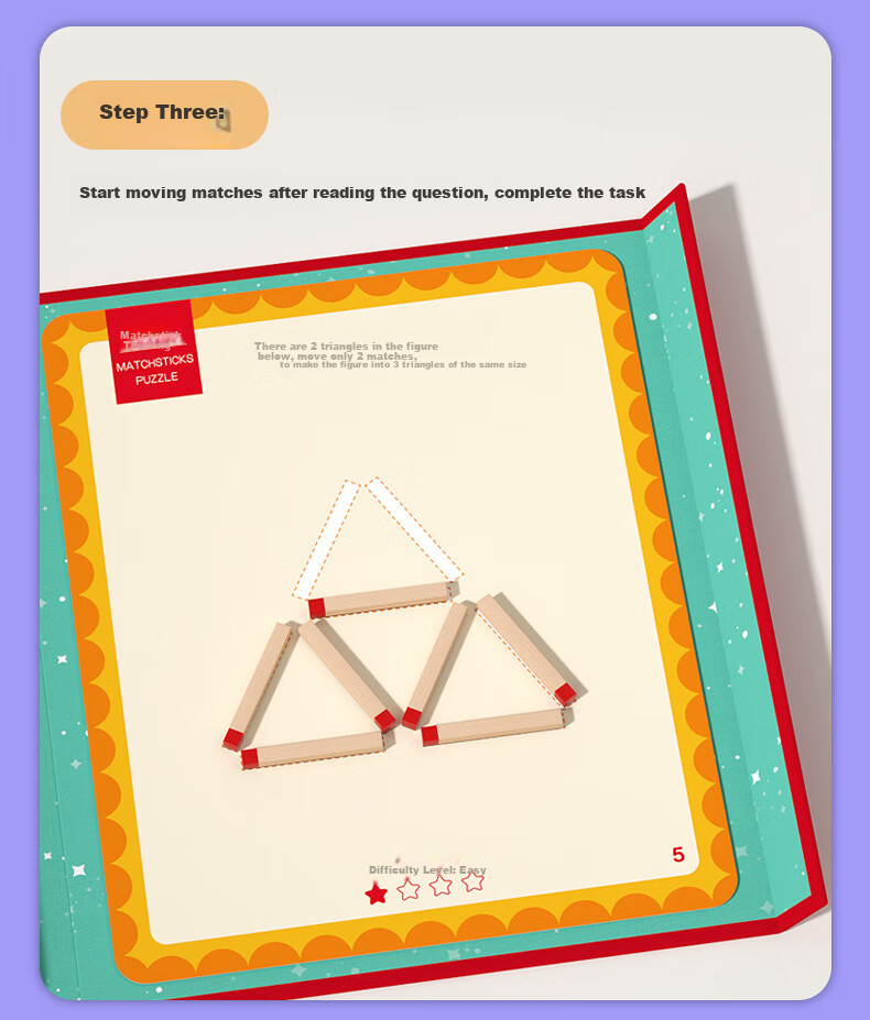 Fuhaier Math Thinking Matchsticks Teaching Aid Board Game for Boys And Girls, Concentration Training Children's Educational Toy Birthday Gift 4