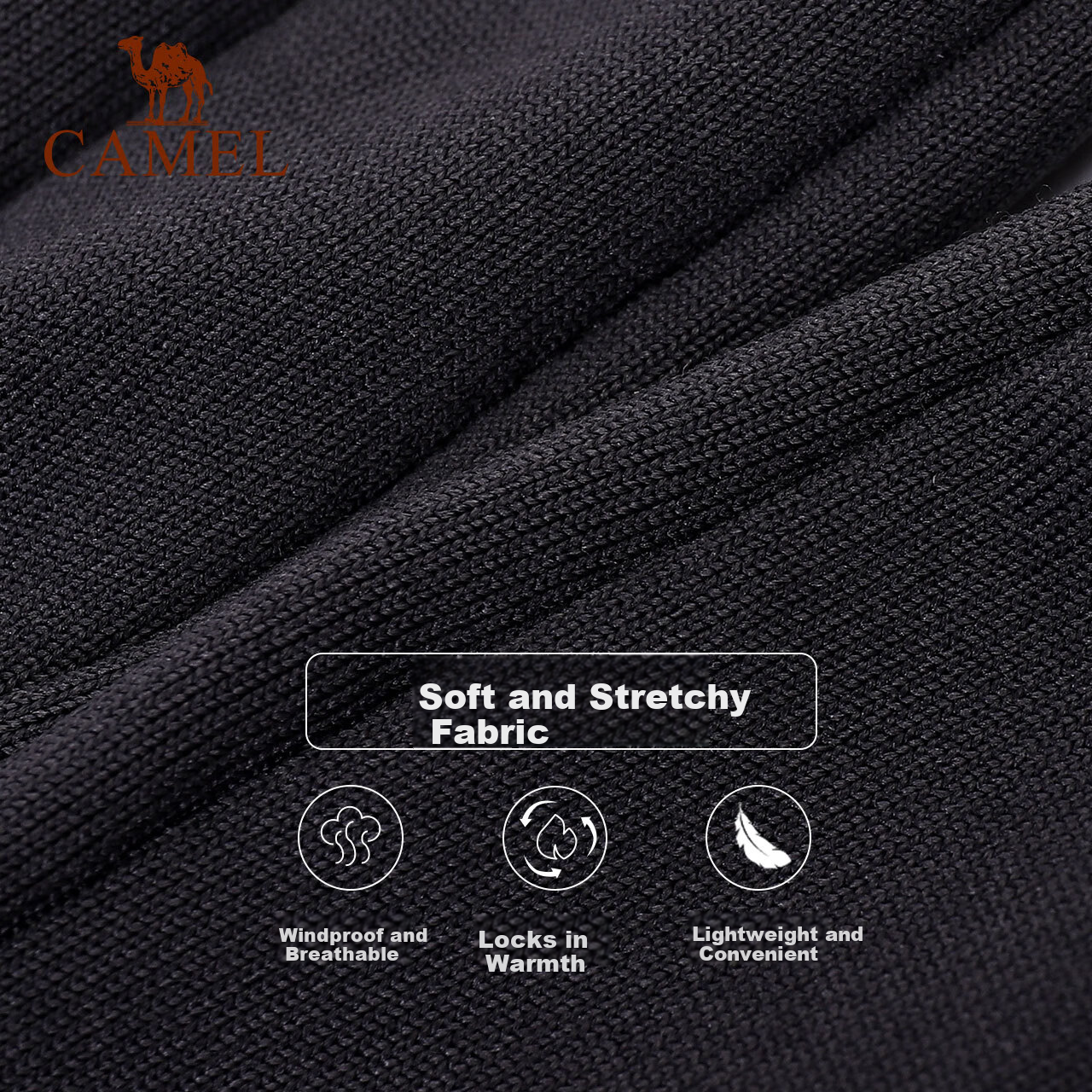 CAMEL Outdoor Hiking Touchscreen Gloves, Winter Cycling Cold-Proof Warm Sports Windproof Gloves, A1W3GZ103, Ink Black, Size S