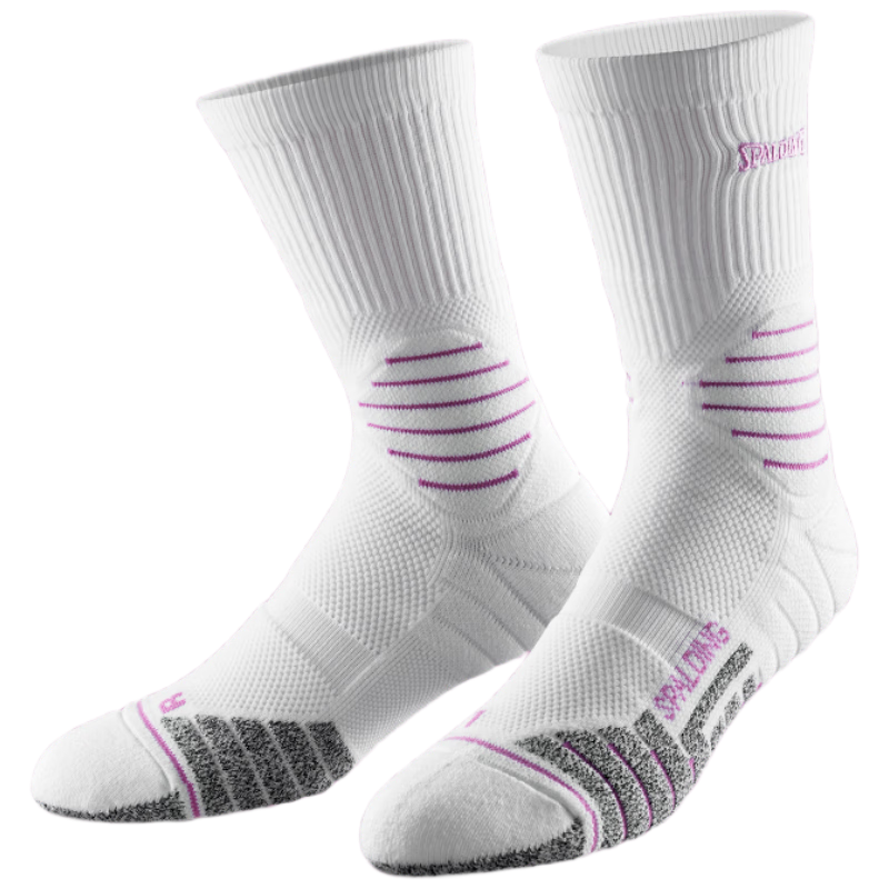 SPALDING Men's Basketball Socks Towel Bottom Long Tube Sports Shock Absorption Non-Slip Training Youth Socks Sakura Pink