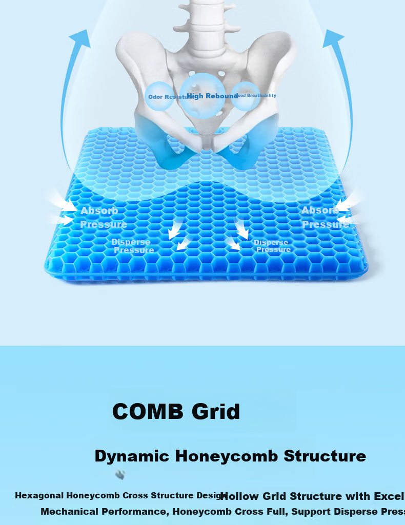Jiabolan Car Seat Cushion, Honeycomb Elastic Pad, Summer Office Chair Pad, Cooling Mat, Breathable, Suitable for All Seasons, Ice Mat 14