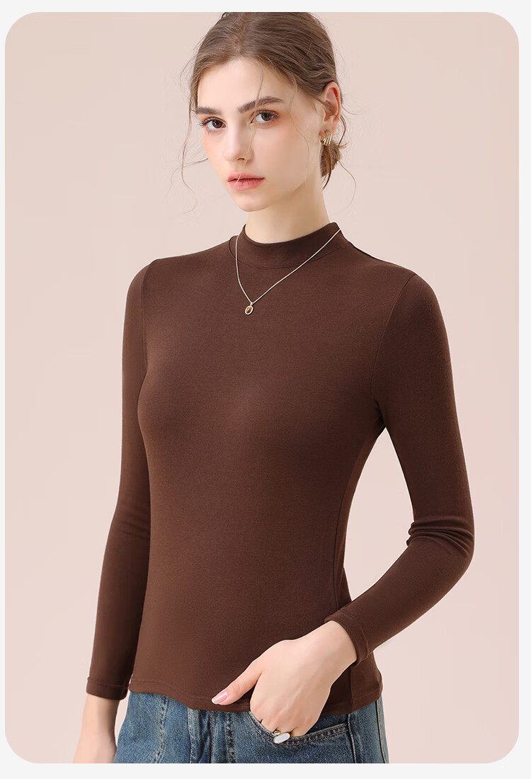 MiiOW Tech Heated Thermal Underwear Women Acrylic Cashmere Autumn High Neck Base Shirt Gray 29
