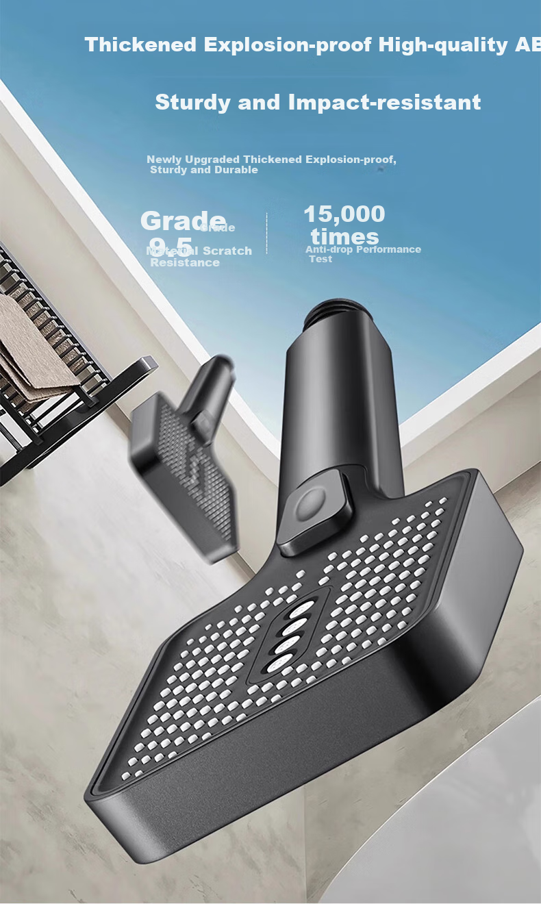 ILeddog [Germany] Pressurized Shower Head, Three-Speed High Flow Rate, Square Large Panel, Three-Piece Set with Shower Head SL-002 12
