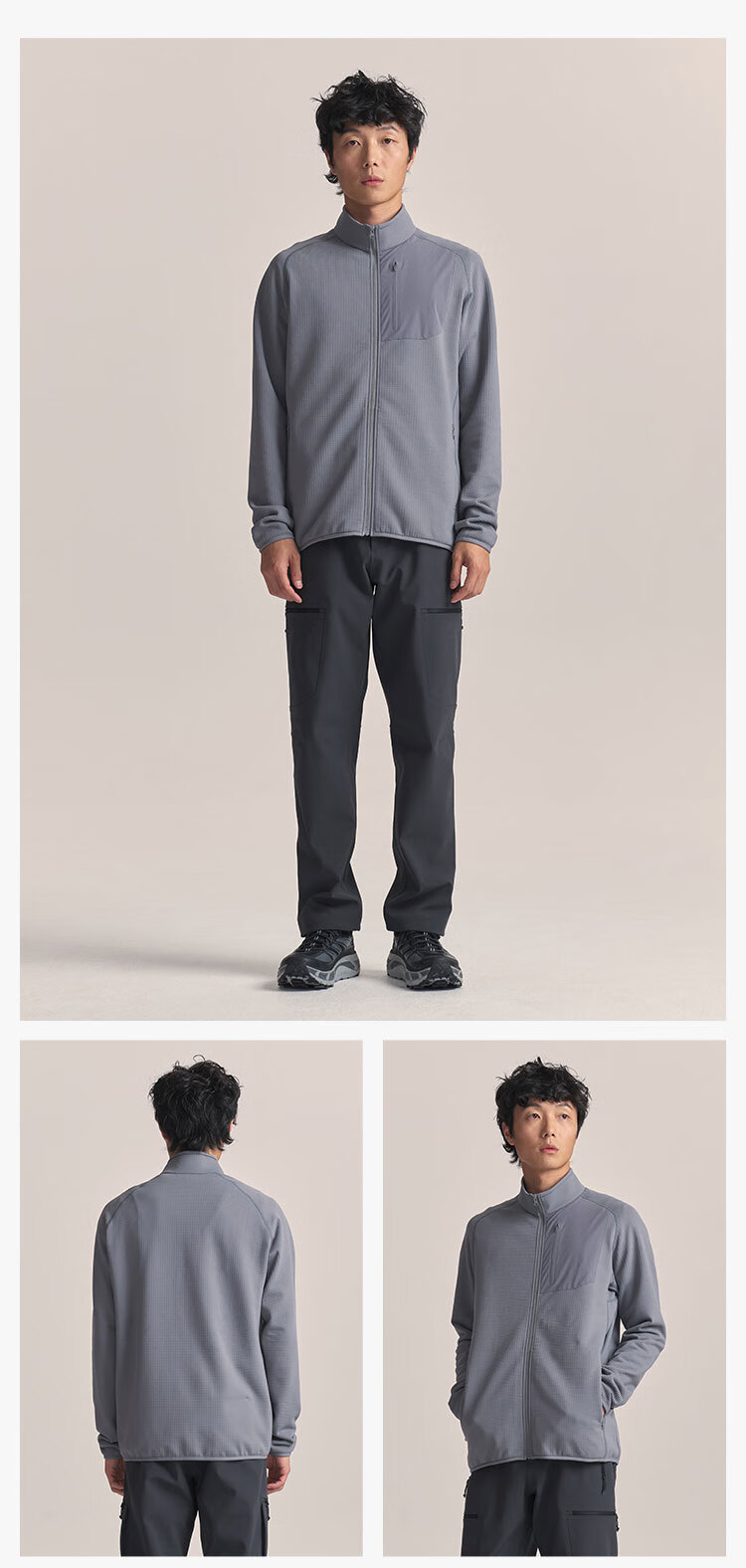 JD Original Winter F1 Series Windproof Fleece Jacket And Pants, Outdoor Sports Warm Coat, Half-Zip Shirt, Black Truffle, 2XL 5