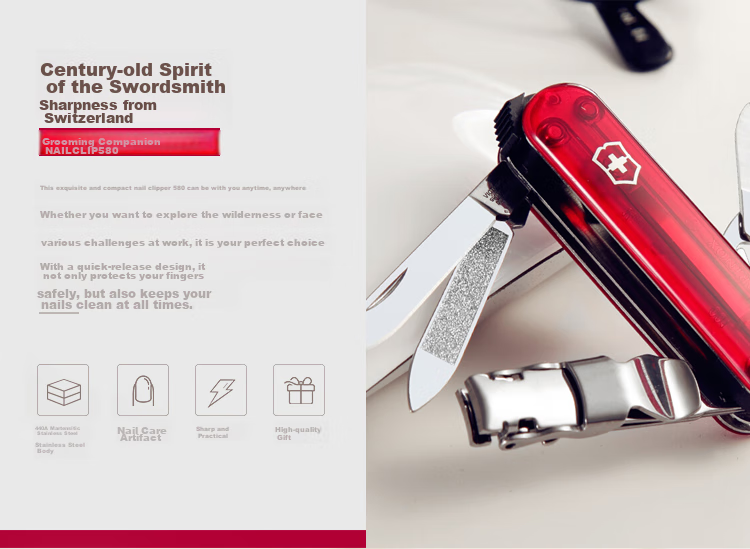 VICTORINOX Swiss Army Nail Clipper Stainless Steel 59mm Portable Household Nail Cutter Splash-Proof Imported 8.2050.B1 1