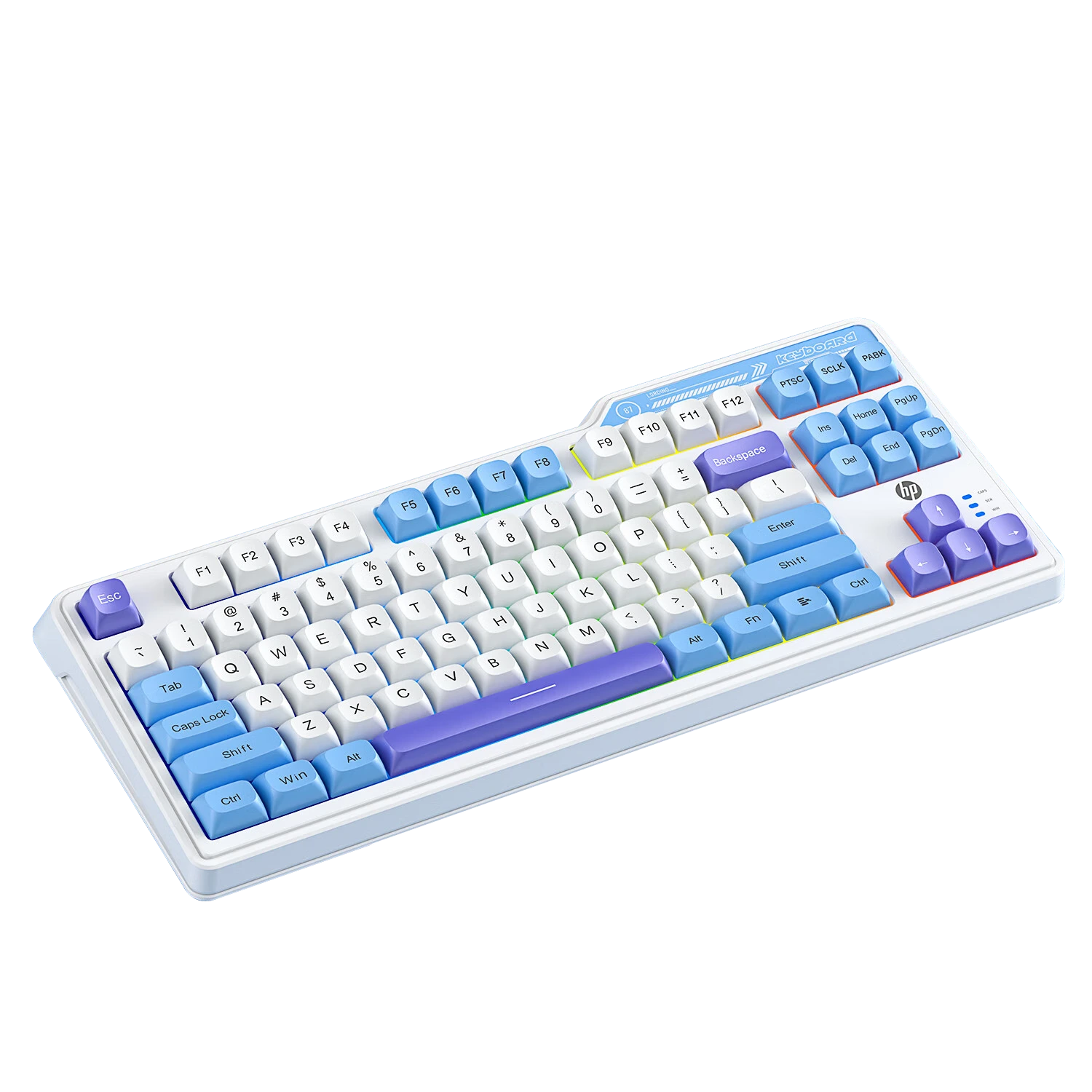 HP K120 Mechanical Keyboard, Wired Backlit Gaming And Office Keyboard for Laptops, 87 Keys Comfortable Feel with Backlight, High Aesthetic Value, Sea Salt Purple