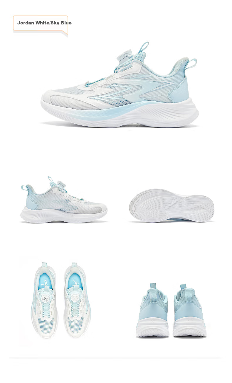 QIAODAN Girls' Running Shoes, Big Kids Summer Sports Shoes, Children's Rotary Buckle Sneakers, QIAODAN White/cotton Purple, Size 34 26