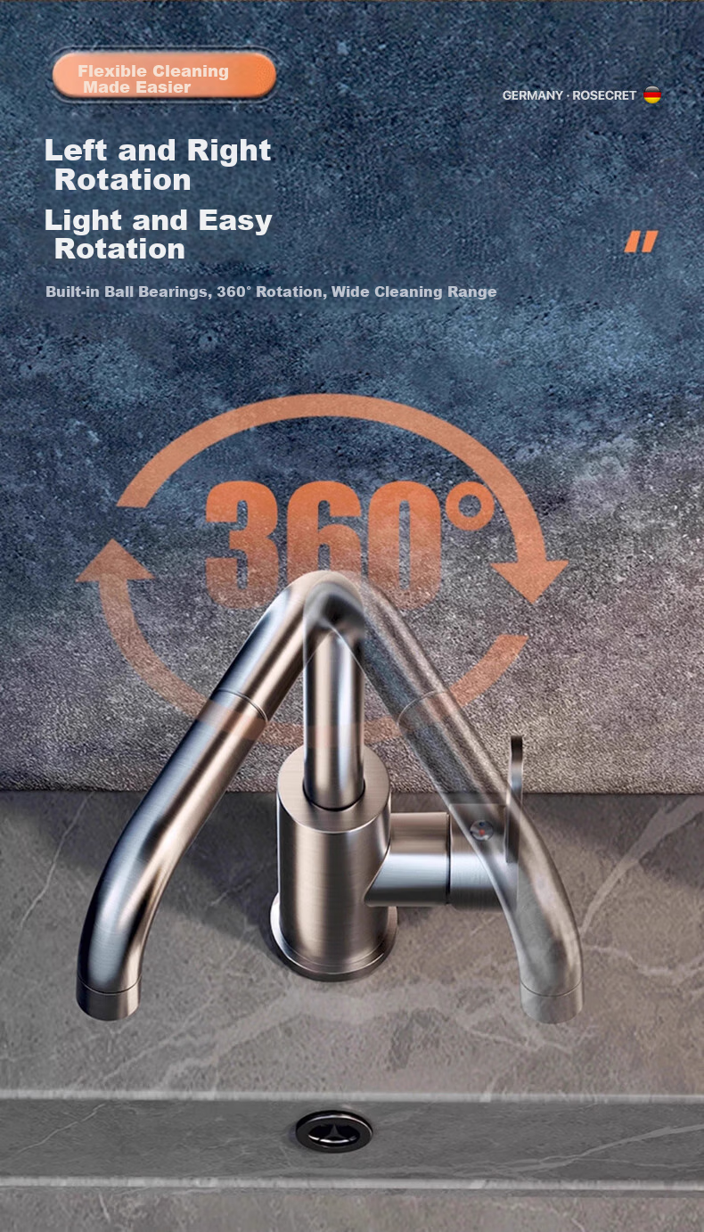 Rosecret 【Germany】Extra Thick Stainless Steel Basin Faucet High Polish Household Bathroom Hot and Cold Wash Basin Faucet MPLT 15