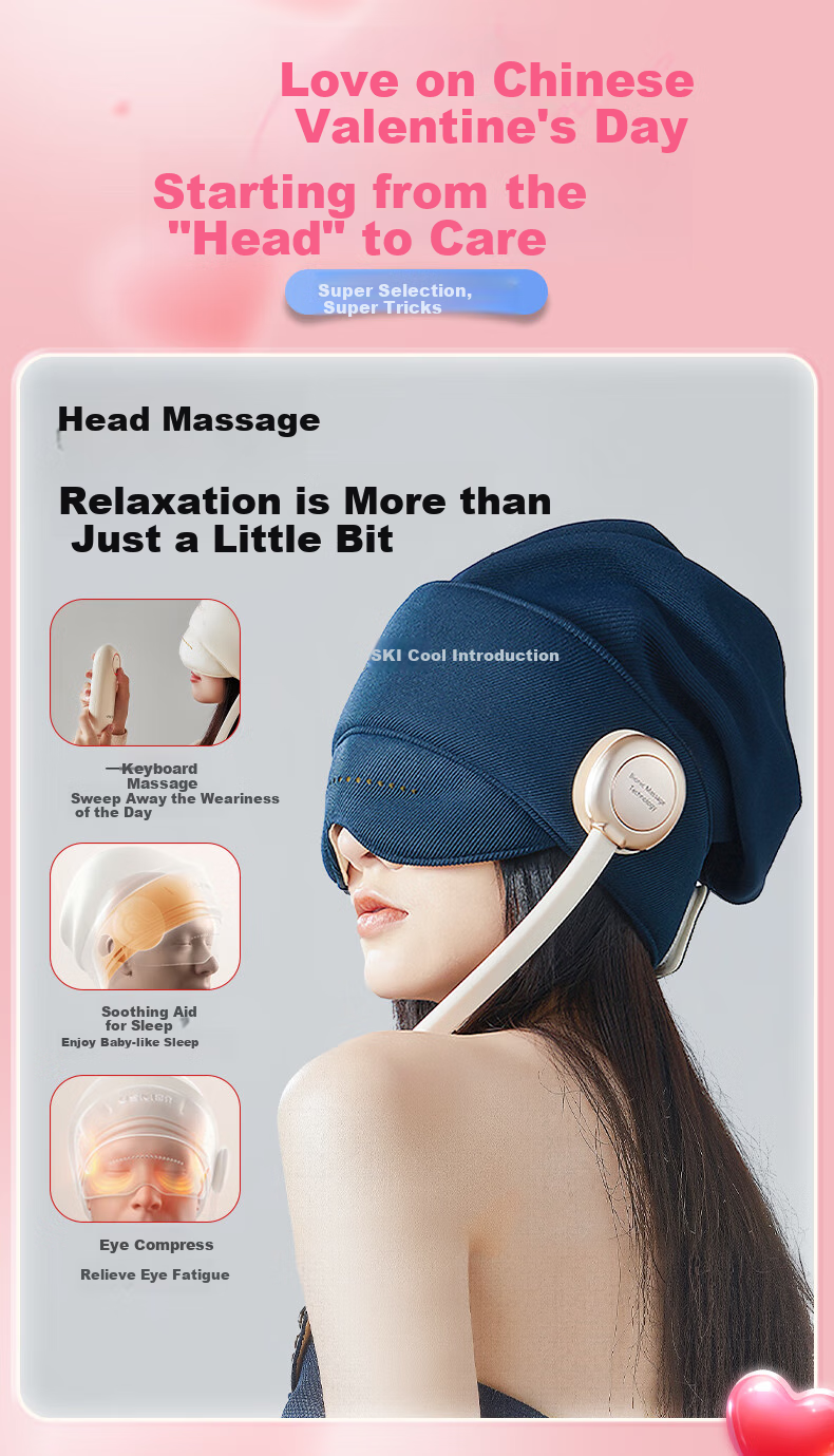 Liangjie R1 Head Massager Scalp Massage Device Automatic Massage Cap Portable Lightweight Pressure-Relieving Sleep Aid Eye Hot Compress Mid-Autumn Festival Birthday Gift for Friends And Parents 2