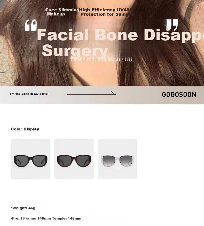 GOGOSOON 2025 New Style Retro Sunglasses for Women, Elegant UV400 Anti-UV Large Face Slimming Polarized Sunglasses 2