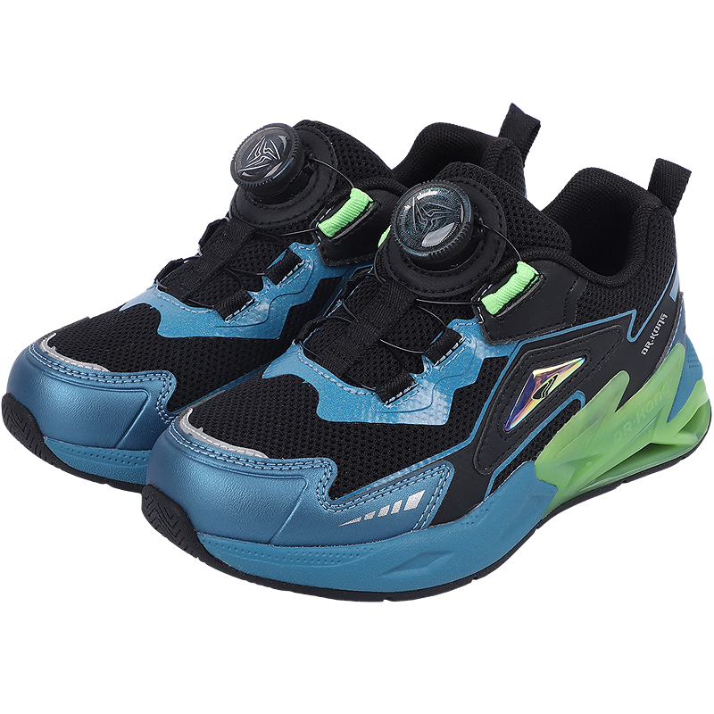 Dr. Jiang Autumn Boys Children's Sports Breathable Toddler Shoes Slip-On Dial Button Kids Sneakers Black/Blue Size 29