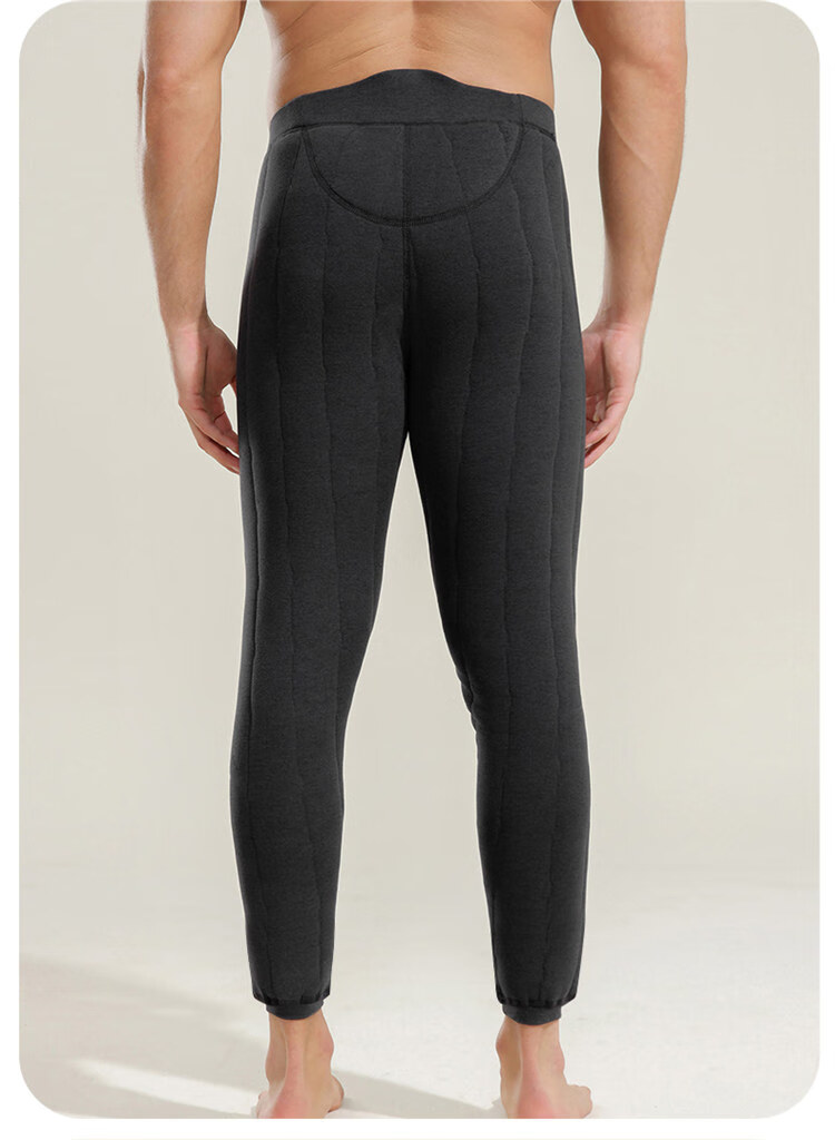 LangSha Men's Thermal Pants Wool Silk Autumn Winter Fleece Lined Thickened Knee Patch Plus Size Extra Thick Cotton Wool Pants 19