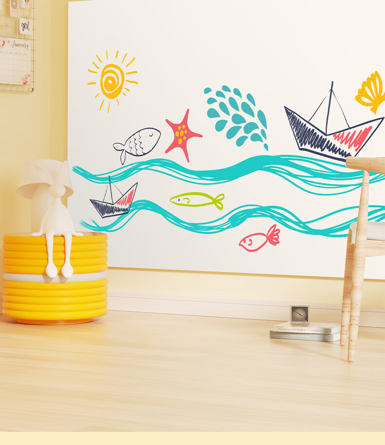 Deli Soft Whiteboard Wall-Friendly Full Adhesive Removable Office Meeting Teaching Writing Board Home Erasable Kids Doodle Wallpaper 90x150cm White 1