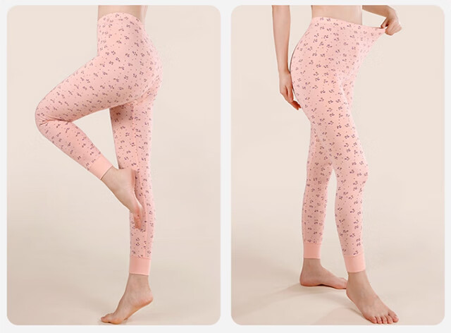 Xueqiman Women's Thermal Leggings Autumn Gift for Mom Loose Plus Size Cotton Fleece Lined High Waist Warm Floral Underpants 10
