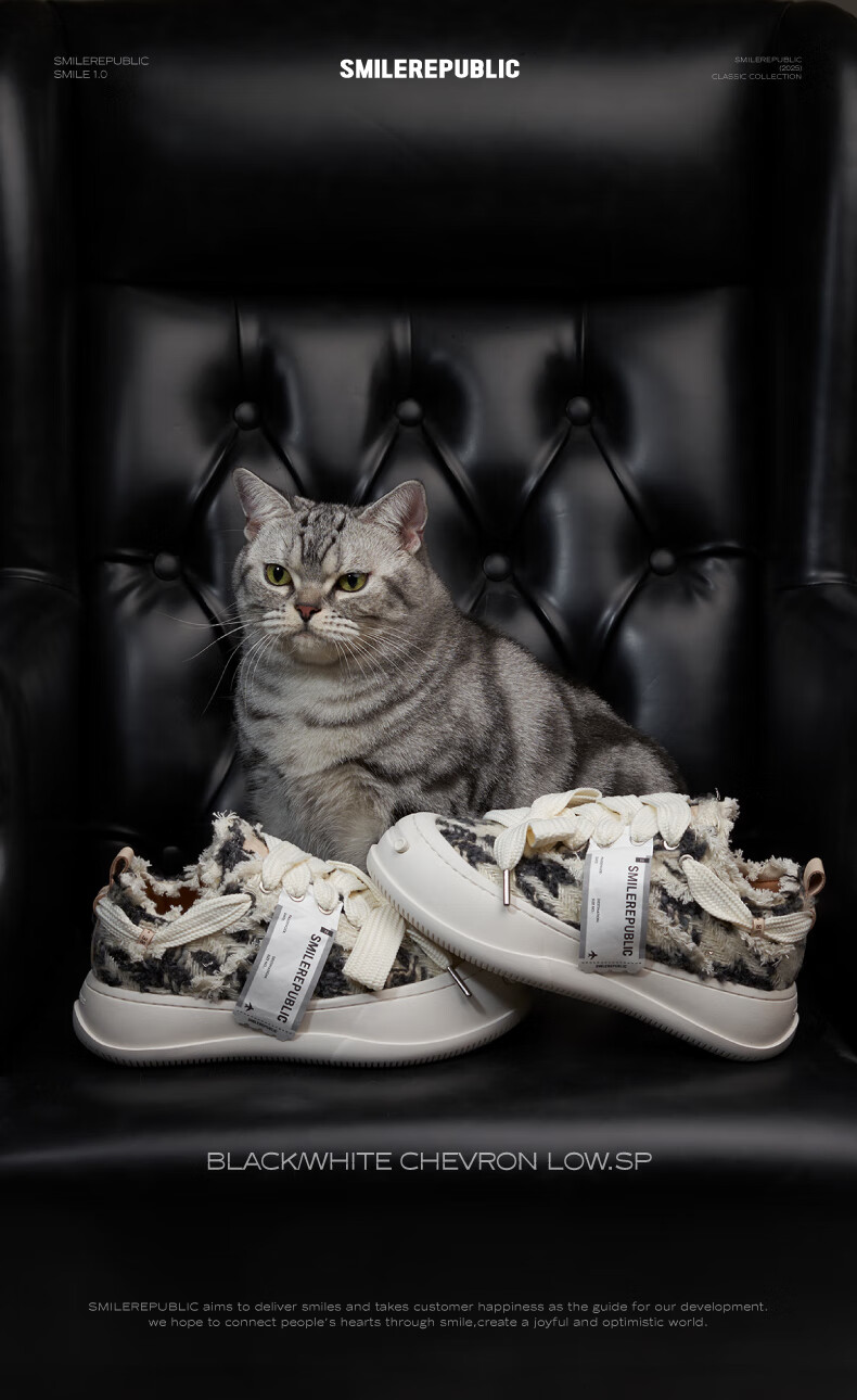 Smilerepublic Black and White Herringbone Low-top Replaceable Open-mouth Thick-soled Shoes Black 37 1