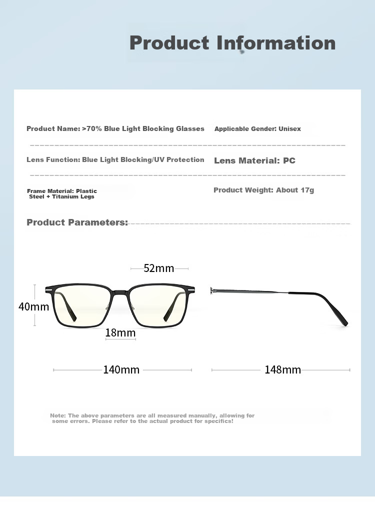 JD Original Anti-Blue Light Glasses Pro, 70% Radiation Protection, Non-Prescription, for Men And Women, Eye Protection Glasses, for Mobile Phones And Computers, Ultra-Light Beta Titanium 10