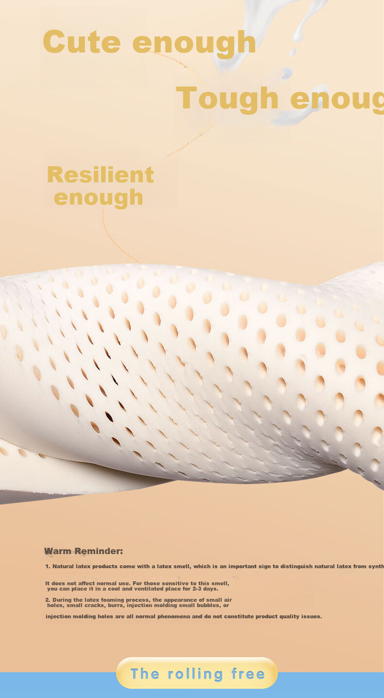 FUANNA Children's Latex Pillow, Imported from Thailand, Antibacterial Children's Neck Support Pillow, Natural Latex Pillow Core, One Piece, 44*27cm 5