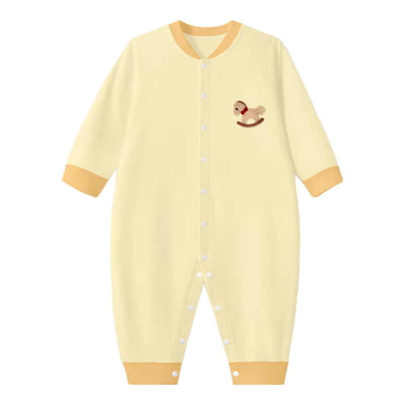 Aibedila Newborn Baby Romper Spring and Autumn Cotton Jumpsuit Unisex Baby Front-Opening Crawling Suit Early Autumn Onesie