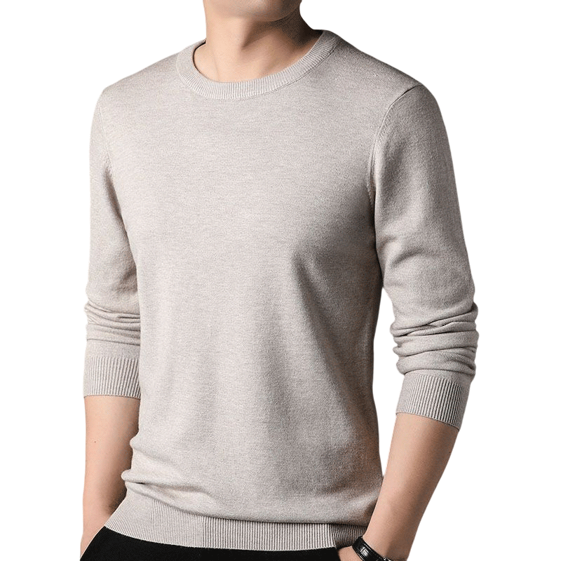 ROMON Men's Knit Sweater Spring and Autumn Classic Loose Fit Crew Neck Casual Pullover for Middle-aged and Young Fathers