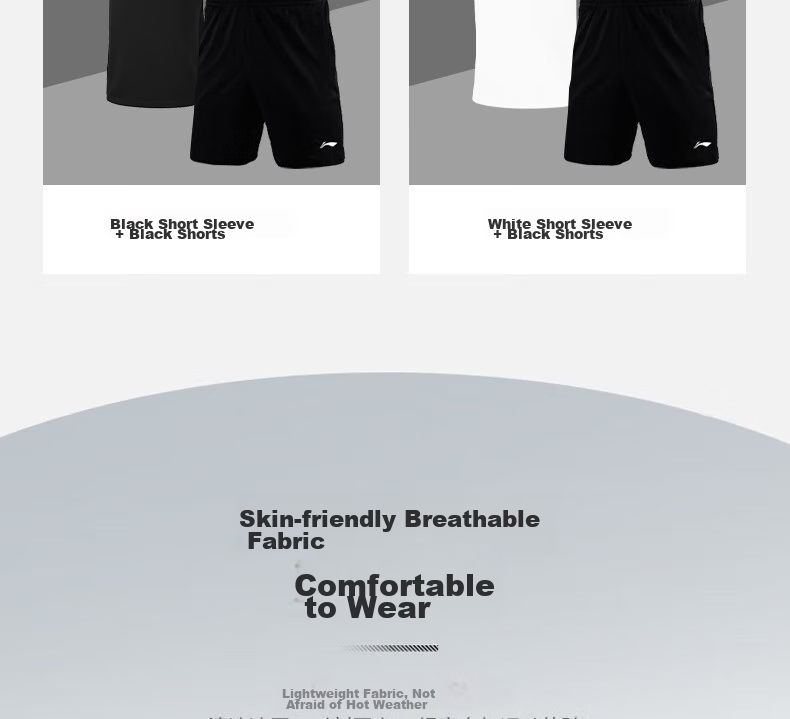 Li-Ning Sports Set, Summer Men's Ice Silk Short-Sleeve Shorts, Quick-Dry Shirt, Running T-Shirt, Soccer, Badminton, Fitness, Basketball Uniform 4