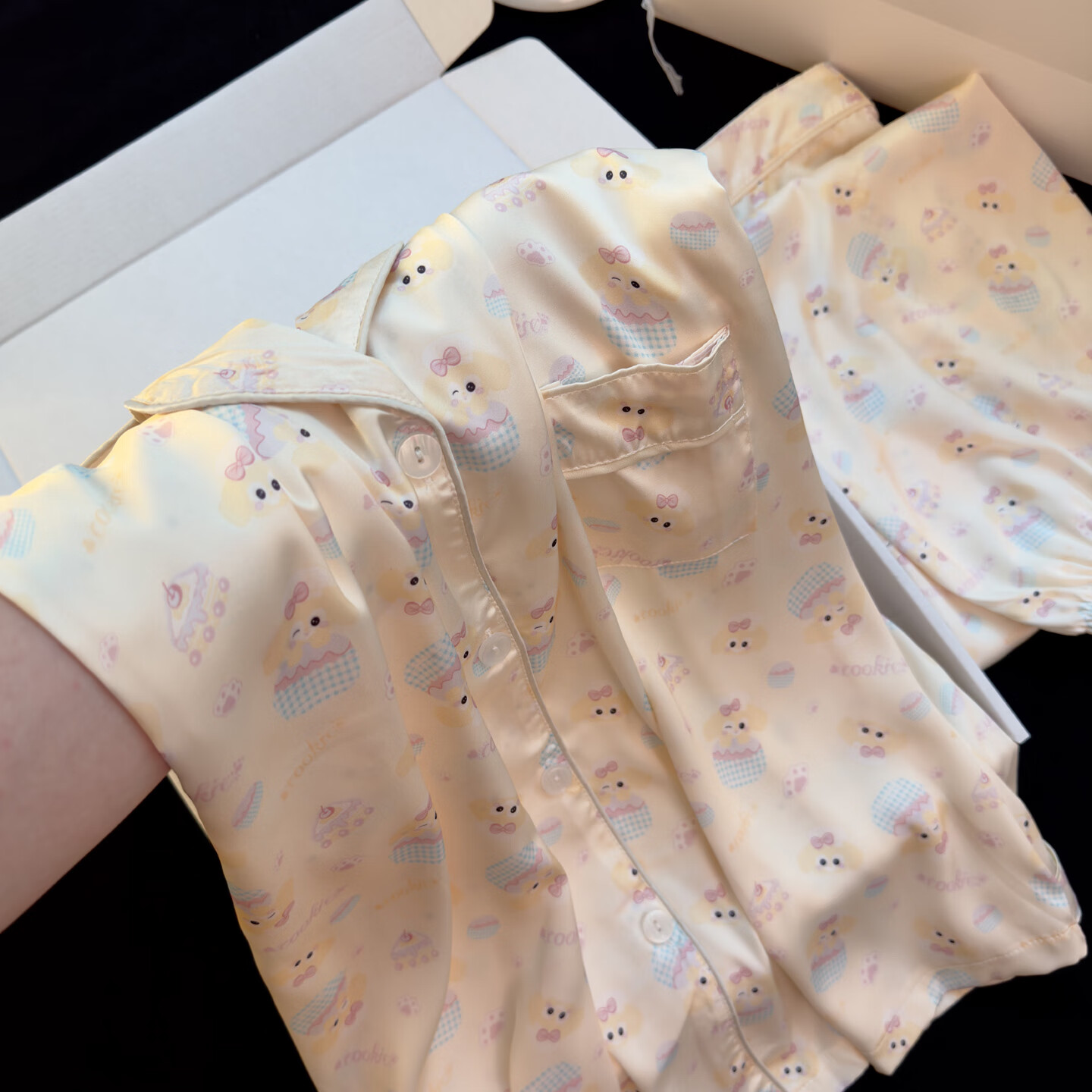 LangSha Women's Autumn Pajamas New Ice Silk Smooth Faux Silk Premium Cartoon Girl Wearable Loungewear 9